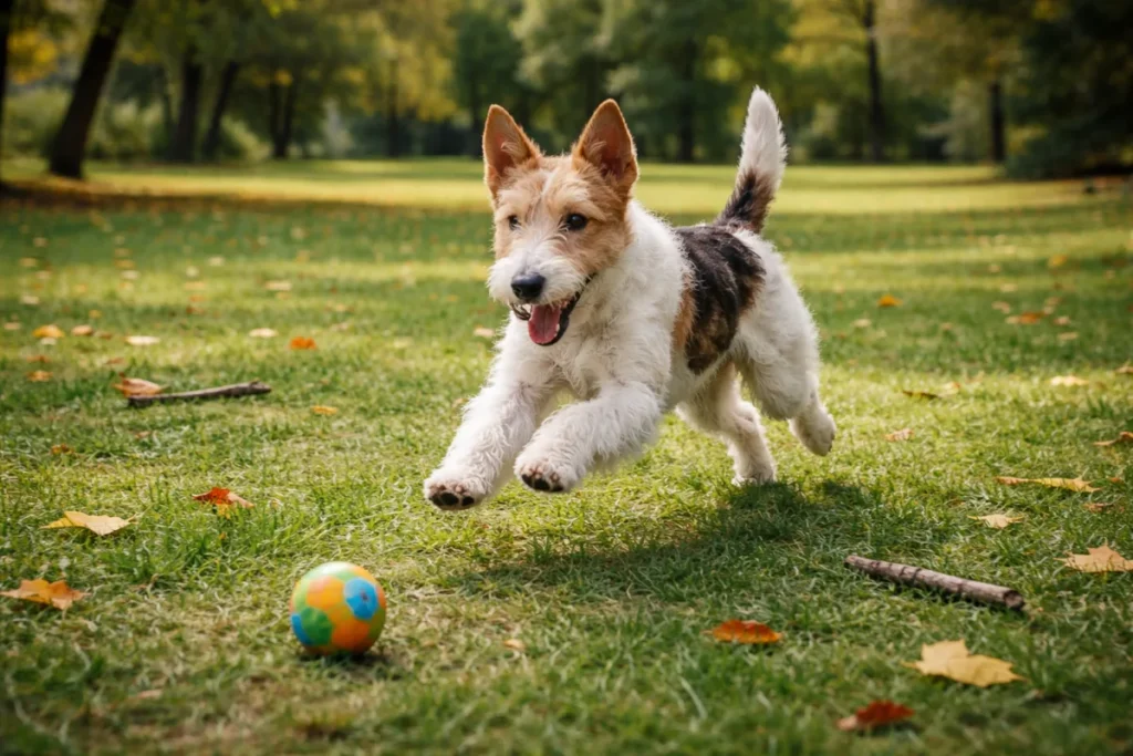активний фокстер'єр біжить у парку