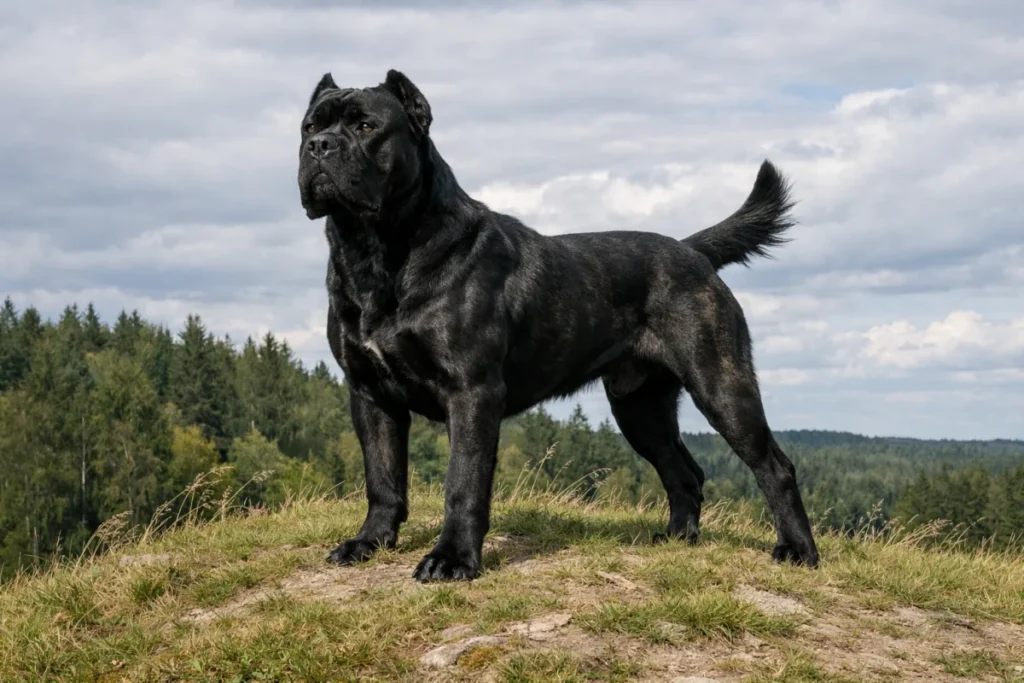 Впевнений собака на пагорбі